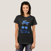 Support Squad Messy Bun Blue Warrior Diabetes Awar T-shirt (Voorkant volledig)