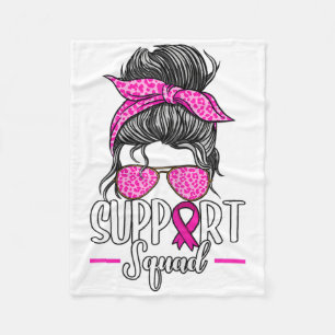Support Squad Messy Bun Breast Cancer Awareness Fleece Deken
