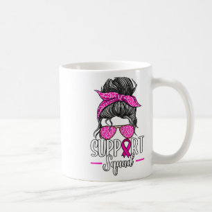Support Squad Messy Bun Breast Cancer Awareness Koffiemok
