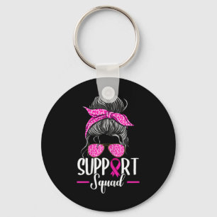 Support Squad Messy Bun Breast Cancer Awareness Sleutelhanger