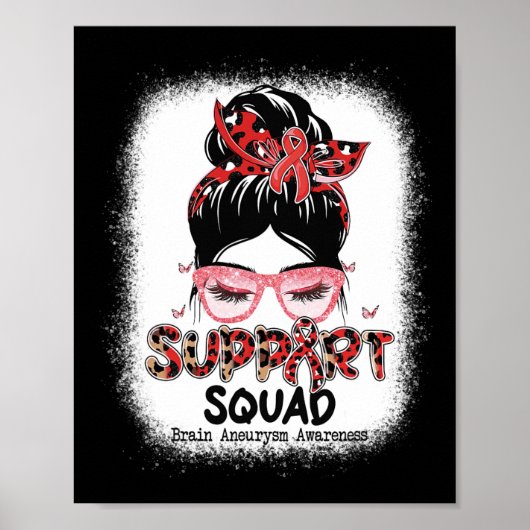 Support Squad Messy Bun Butterfly Brain Aneurysm A Poster (Voorkant)