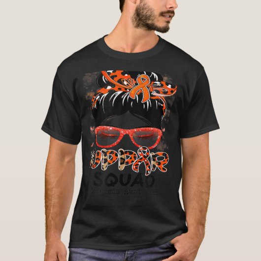 Support Squad Messy Bun Butterfly Orange Ribbon Le T-shirt (Voorkant)