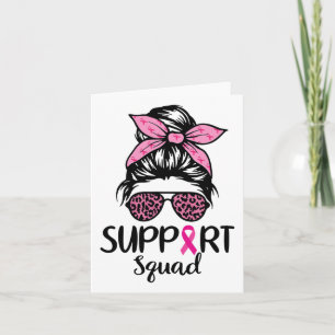 Support Squad Messy Bun Leopard Pink Breast Cancer Kaart