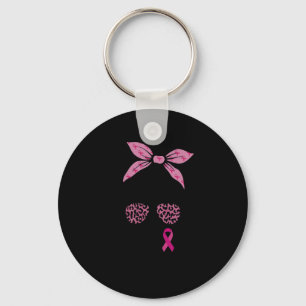 Support Squad Messy Bun Leopard Pink Breast Cancer Sleutelhanger