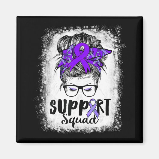 Support Squad Messy Bun Paarse Warrior Epilepsy A Magneet (Voorkant)