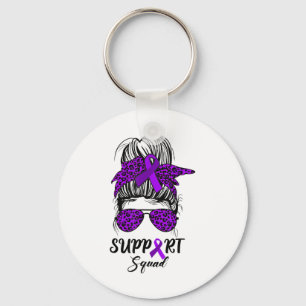 Support Squad Messy Bun Paarse Warrior Heimerheime Sleutelhanger