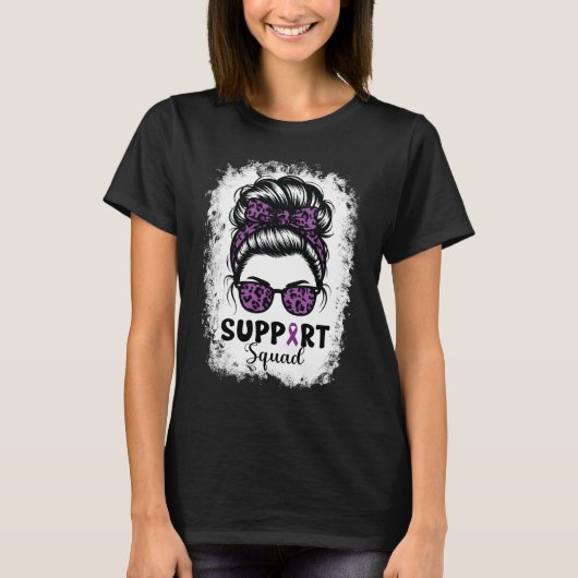 Support Squad Messy Bun Paarse Warrior T-shirt (Voorkant)