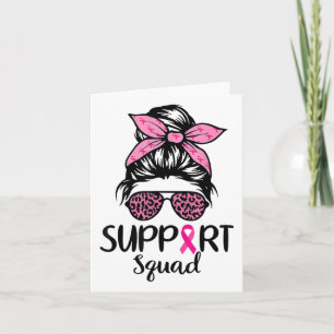 Support Squad Messy Bun Pink Breast Cancer Awarene Kaart