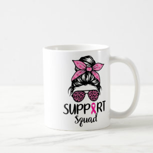 Support Squad Messy Bun Pink Breast Cancer Awarene Koffiemok