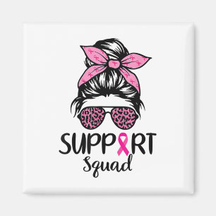 Support Squad Messy Bun Pink Breast Cancer Awarene Magneet
