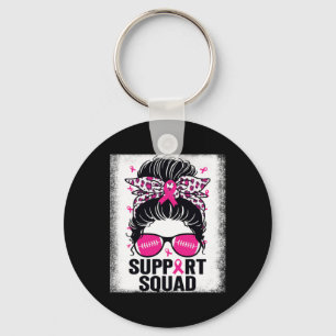 Support Squad Messy Bun Pink Breast Cancer Awarene Sleutelhanger