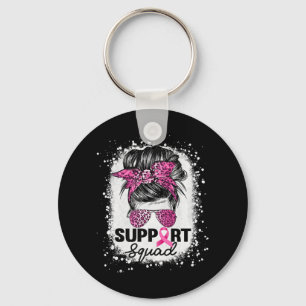Support Squad Messy Bun Pink Breast Cancer Awarene Sleutelhanger