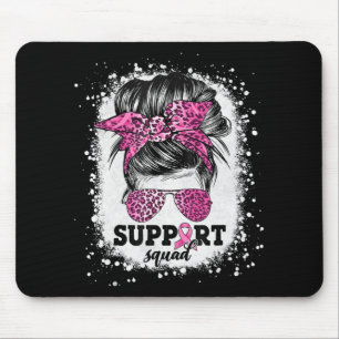 Support Squad Messy Bun Pink Ribbon Breast Cancer Muismat