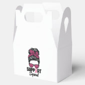 Support Squad Messy Bun Pink Warrior Breast Cancer Bedankdoosjes (Geopend)