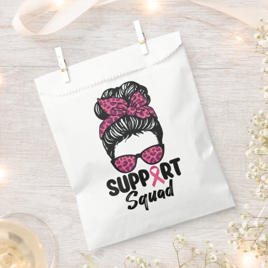 Support Squad Messy Bun Pink Warrior Breast Cancer Bedankzakje (Geknipt)