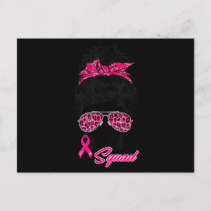 Support Squad Messy Bun Pink Warrior Breast Cancer Briefkaart