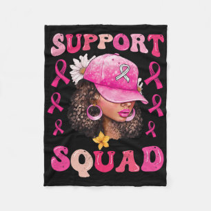 Support Squad Messy Bun Pink Warrior Breast Cancer Fleece Deken