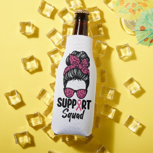 Support Squad Messy Bun Pink Warrior Breast Cancer Flesjeskoeler (Insitu Zomer)