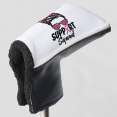 Support Squad Messy Bun Pink Warrior Breast Cancer Golfheadcover (3/4 voorkant)