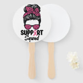 Support Squad Messy Bun Pink Warrior Breast Cancer Handwaaier (Voorkant en achterkant)