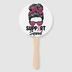 Support Squad Messy Bun Pink Warrior Breast Cancer Handwaaier