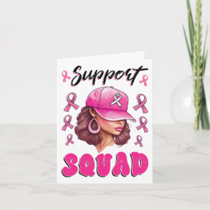 Support Squad Messy Bun Pink Warrior Breast Cancer Kaart