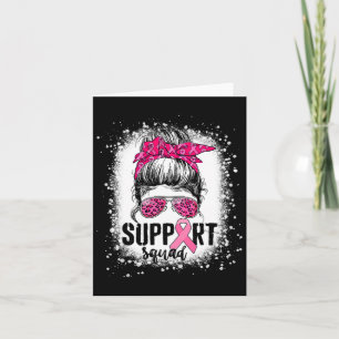 Support Squad Messy Bun Pink Warrior Breast Cancer Kaart