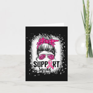 Support Squad Messy Bun Pink Warrior Breast Cancer Kaart