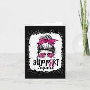 Support Squad Messy Bun Pink Warrior Breast Cancer Kaart