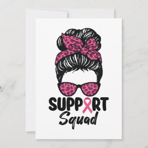 Support Squad Messy Bun Pink Warrior Breast Cancer Kaart