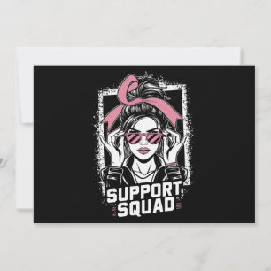 Support Squad Messy Bun Pink Warrior Breast Cancer Kaart