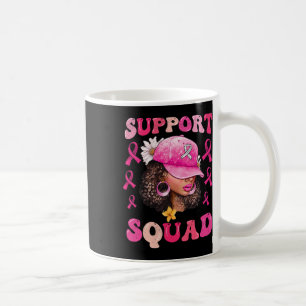 Support Squad Messy Bun Pink Warrior Breast Cancer Koffiemok