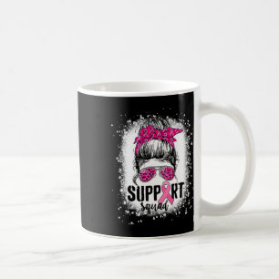Support Squad Messy Bun Pink Warrior Breast Cancer Koffiemok