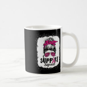 Support Squad Messy Bun Pink Warrior Breast Cancer Koffiemok