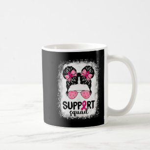 Support Squad Messy Bun Pink Warrior Breast Cancer Koffiemok