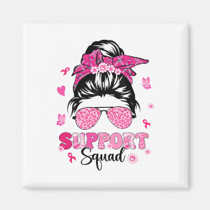 Support Squad Messy Bun Pink Warrior Breast Cancer Magneet