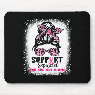 Support Squad Messy Bun Pink Warrior Breast Cancer Muismat