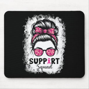 Support Squad Messy Bun Pink Warrior Breast Cancer Muismat