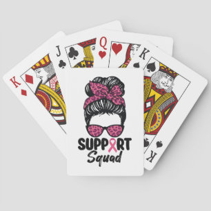 Support Squad Messy Bun Pink Warrior Breast Cancer Pokerkaarten