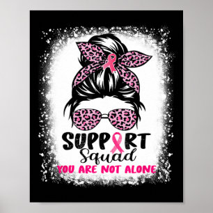 Support Squad Messy Bun Pink Warrior Breast Cancer Poster