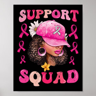 Support Squad Messy Bun Pink Warrior Breast Cancer Poster