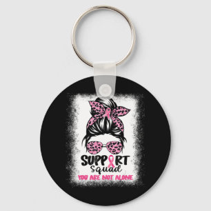 Support Squad Messy Bun Pink Warrior Breast Cancer Sleutelhanger