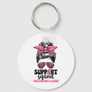 Support Squad Messy Bun Pink Warrior Breast Cancer Sleutelhanger