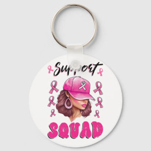 Support Squad Messy Bun Pink Warrior Breast Cancer Sleutelhanger