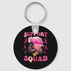 Support Squad Messy Bun Pink Warrior Breast Cancer Sleutelhanger