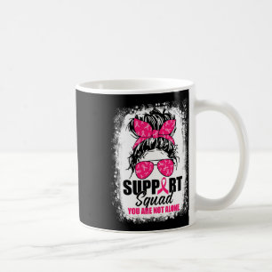 Support Squad Messy Bun Warrior Breast Cancer Awar Koffiemok