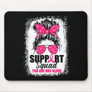 Support Squad Messy Bun Warrior Breast Cancer Awar Muismat