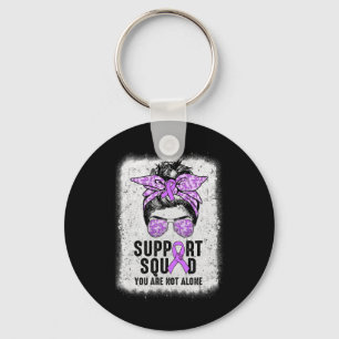 Support Squad Messy Bun Warrior Paarse Epilepsy Aw Sleutelhanger