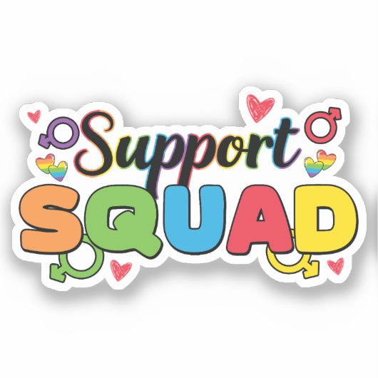 Support Squad - Rainbow Hearts Pride Ally Sticker (Voorkant)