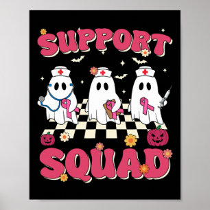 Support Squad Retro Groovy Nurse Borstkanker AWA Poster